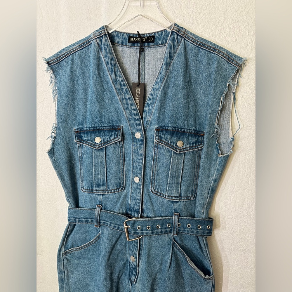 BlankNYC Frayed Demin Jumpsuit - Picture 3 of 5
